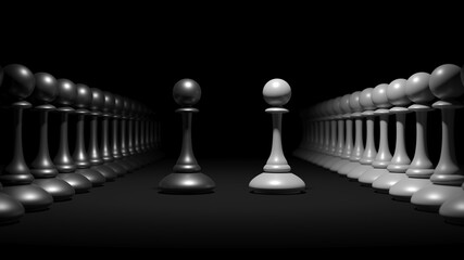Chess pawn outstanding. Leadership concept. Competitive andvantage - obrazy, fototapety, plakaty