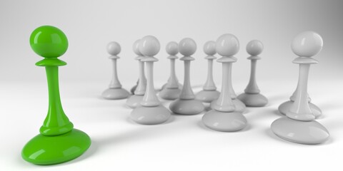 Chess pawn outstanding. Leadership concept. Competitive andvantage