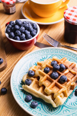 morning - bright breakfast with Belgian waffles