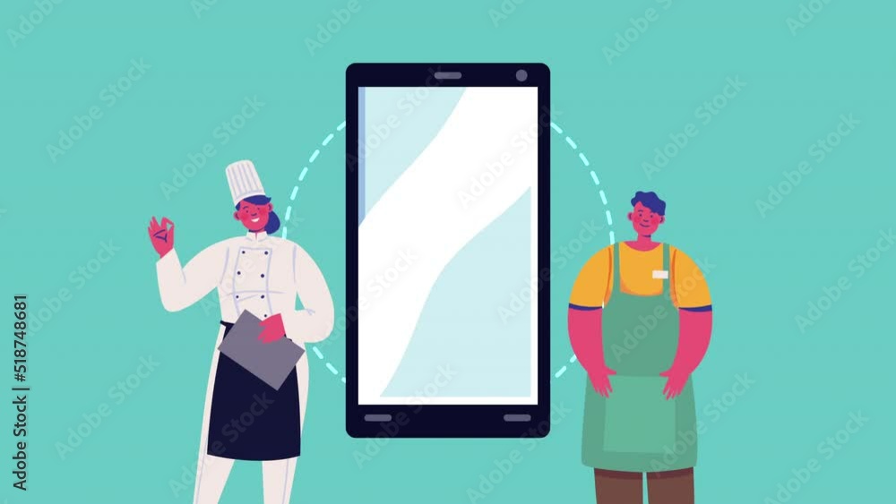 Poster chef and butcher characters animation
