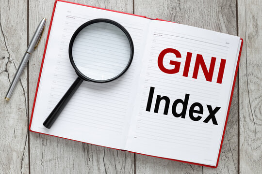 GINI INDEX text on rustic background on notepad