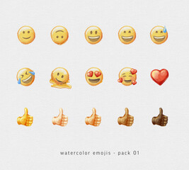 illustration icons set watercolor