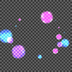 Blue Bokeh Background Transparent Vector. Spot Glow Card. Dust Illustration. Purple Dot Abstract Design. Pink Celebrate.