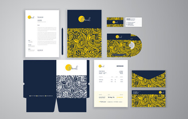 Corporate Brand Identity Mockup set with digital elements. Classic full stationery template design. Editable vector illustration