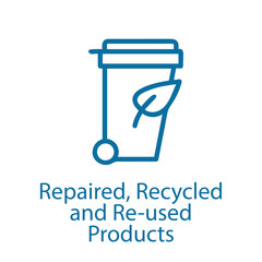 Repaired, Recycled and Re-used Products Icon. The European Green Deal. Vector illustration EPS 10