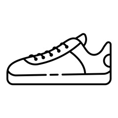 dashed outline drawn sneakers icon element