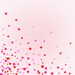 Violet Heart Background Pink Vector. Bright Illustration Confetti. Purple Romance Backdrop. Red Confetti Volume Frame. Lilac Drop Texture.