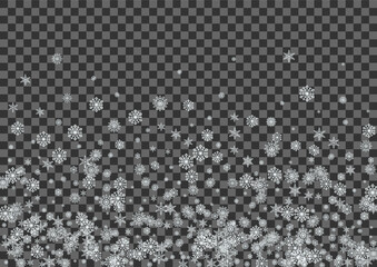Light Snow Background Vector Transparent. Snowflake Crystal Card. Grey Confetti Ice Texture. Sparkle Flake Pattern.