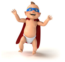 Fun 3D illustration of a cartoon baby