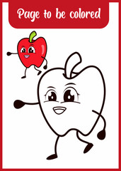 coloring book for kids. Apple