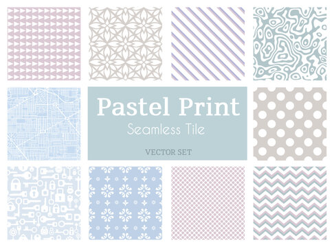 Silhouette of a floral pattern seamless tile pastel set