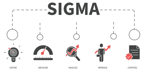 sigma Vector Illustration concept. Banner with icons and keywords . sigma symbol vector elements for infographic web