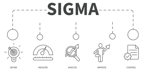 sigma Vector Illustration concept. Banner with icons and keywords . sigma symbol vector elements for infographic web