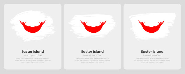A set of vector brush flags of Easter Island on abstract card with shadow effect
