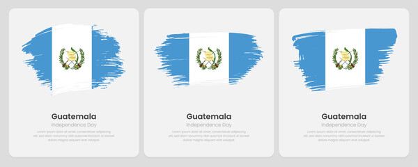 A set of vector brush flags of Guatemala on abstract card with shadow effect