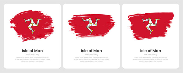 A set of vector brush flags of Isle of Man on abstract card with shadow effect