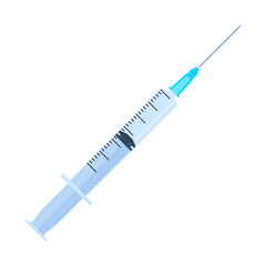 Fototapeta premium Realistic medical disposable syringe with needle. Applicable for vaccine injection, vaccination illustration. Vector illustration.