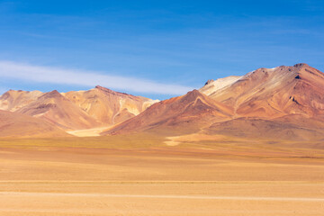 The colourful Andes mountain range in the Salvador Dali Desert (Desierto de Salvador Dali) in the...