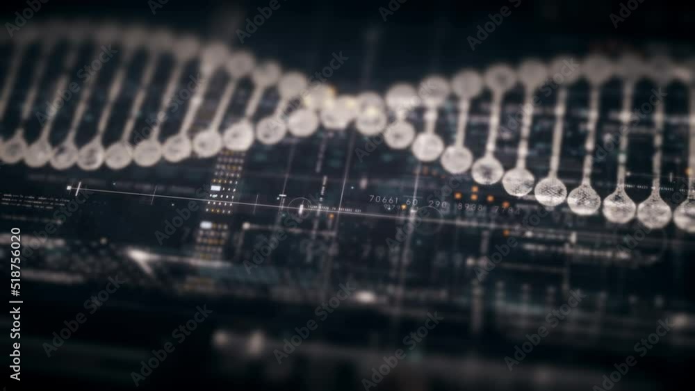 Aufkleber Futuristic holographic advance biomedical DNA sequence analysis diagnostic head up display for background computer screen display