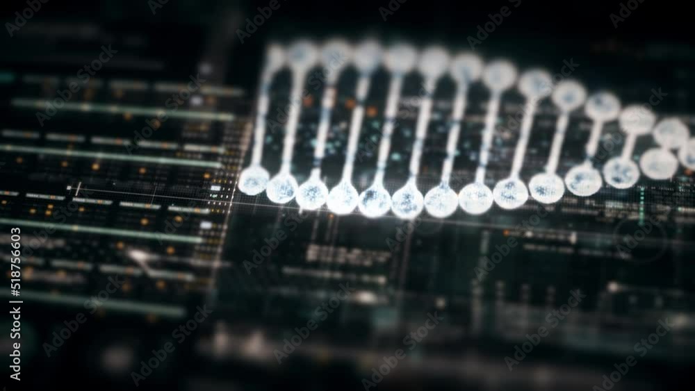 Aufkleber Futuristic holographic advance biomedical DNA sequence analysis diagnostic head up display for background computer screen display
