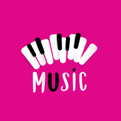 Obraz premium Music design with piano keys on pink background - vector