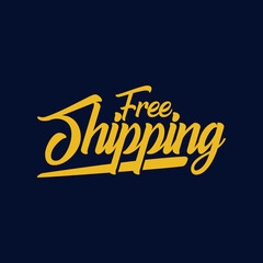 Free Shipping simple yellow creative text art label design
