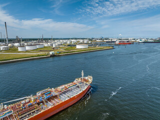 Oil Tanker Ship Traversing Rotterdam Port