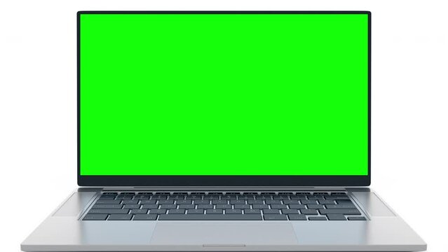 Laptop with green screen.
Dolly in. Perfect to put your own image or video.
High-quality 3D Animation 4k, Ultra HD 3840x2160