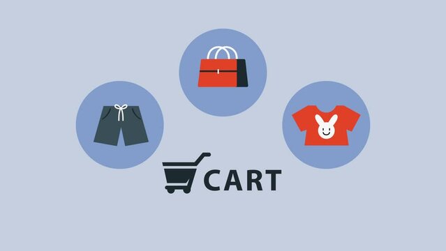shopping cart ecommerce market animation