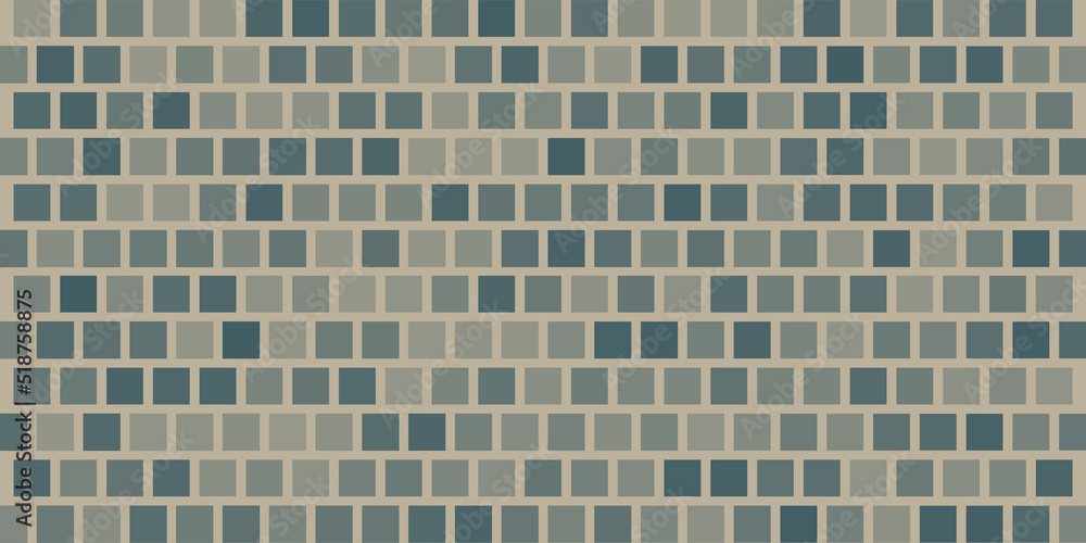 Poster abstract tiled 3d pattern, squares with changing shades of blue and brown colors - geometric mosaic 