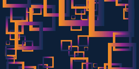 Dark Abstract Geometric Background Design, Many Colorful Random, Placed Overlapping Rectangular Frames Pattern, Template in Editable Vector Format