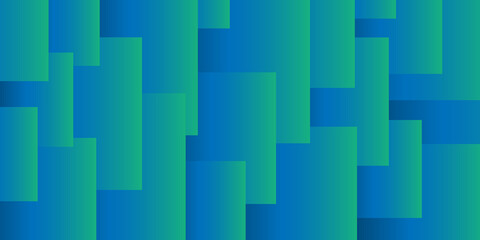 Simple Overlapping Rectangular Tiled Frames of Various Sizes, Colored in Blue and Green- Geometric Shapes Pattern, Gradient Texture on Wide Scale Background - Design Template in Editable Vector Format