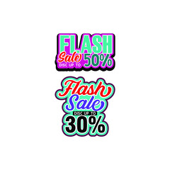 colorful label flash sale promotions vector design