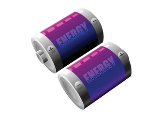 Illustration of Two Battery on white background.It's for energy concept