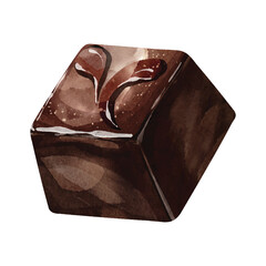Dark chocolate cube watercolor vector design