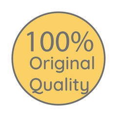 100% percentage original quality circular sign label vector art illustration with fantastic font and yellow background