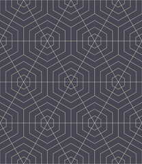Geometric Hexagonal Grid Outline Seamless Pattern Vector Abstract Background. Linear Modern Hexagons Subtle Structure Repetitive Pale Grey Wallpaper. Fine Line Art Continuous Graphic Illustration