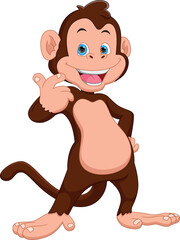 Obraz premium cartoon cute monkey with love sign
