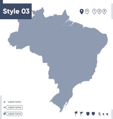 Brazil - map isolated on white background. Outline map. Vector map. Shape map.