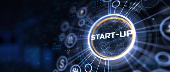 Startup new business idea lunch concept on virtual screen.