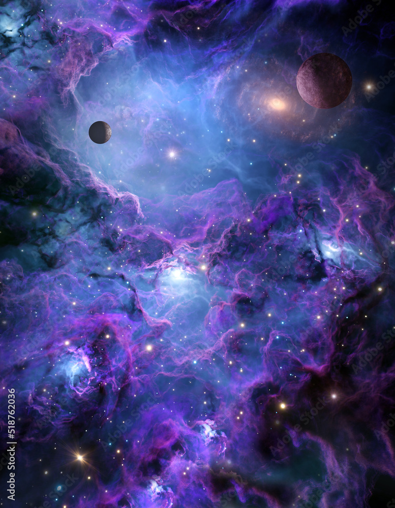 Wall mural nebula in outer space, planets and galaxy