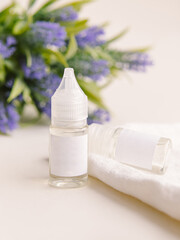 Fragrance for candles and soap in a plastic bottle. Natural. Smell of lavender. Liquid for electronic cigarettes and vaping