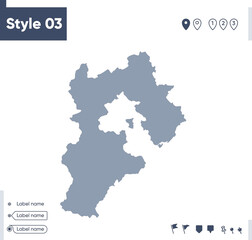 Obraz premium Hebei, China - map isolated on white background. Outline map. Vector map. Shape map.