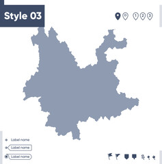 Yunnan, China - map isolated on white background. Outline map. Vector map. Shape map.