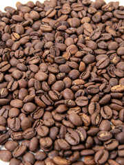 Coffee beans closeup. Roasted ground coffee