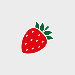 Garden strawberry fruit or strawberries flat color vector icon for food apps and websites