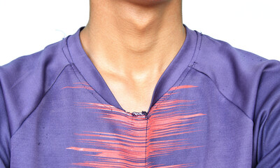 male adams apple with white background.