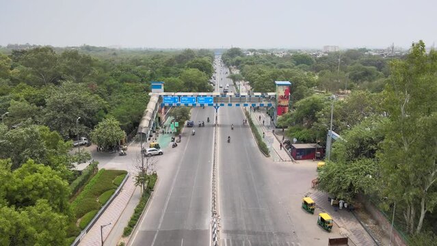 An Aerial Shot of Delhi BRTS Road at New Delhi,India 