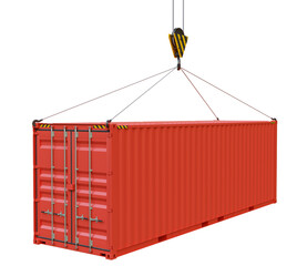 Metal freight shipping containers on the hooks