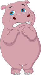 scared hippo cartoon on white background